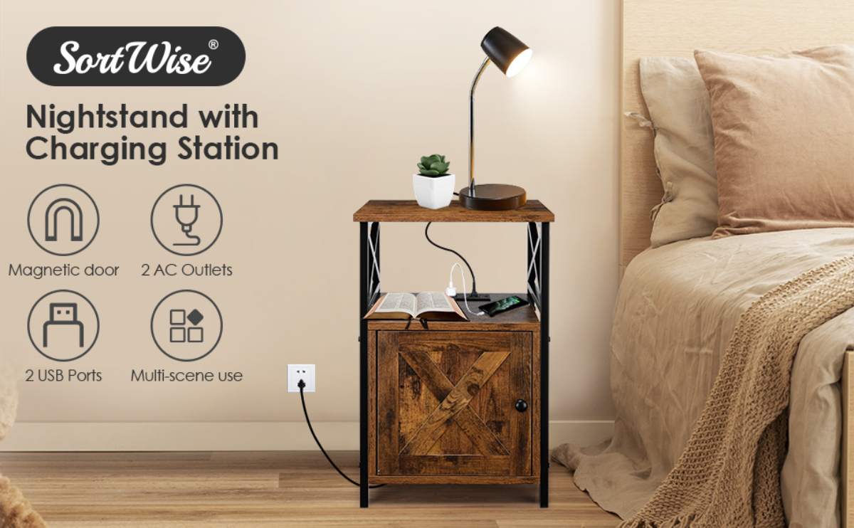 nightstand with charging station